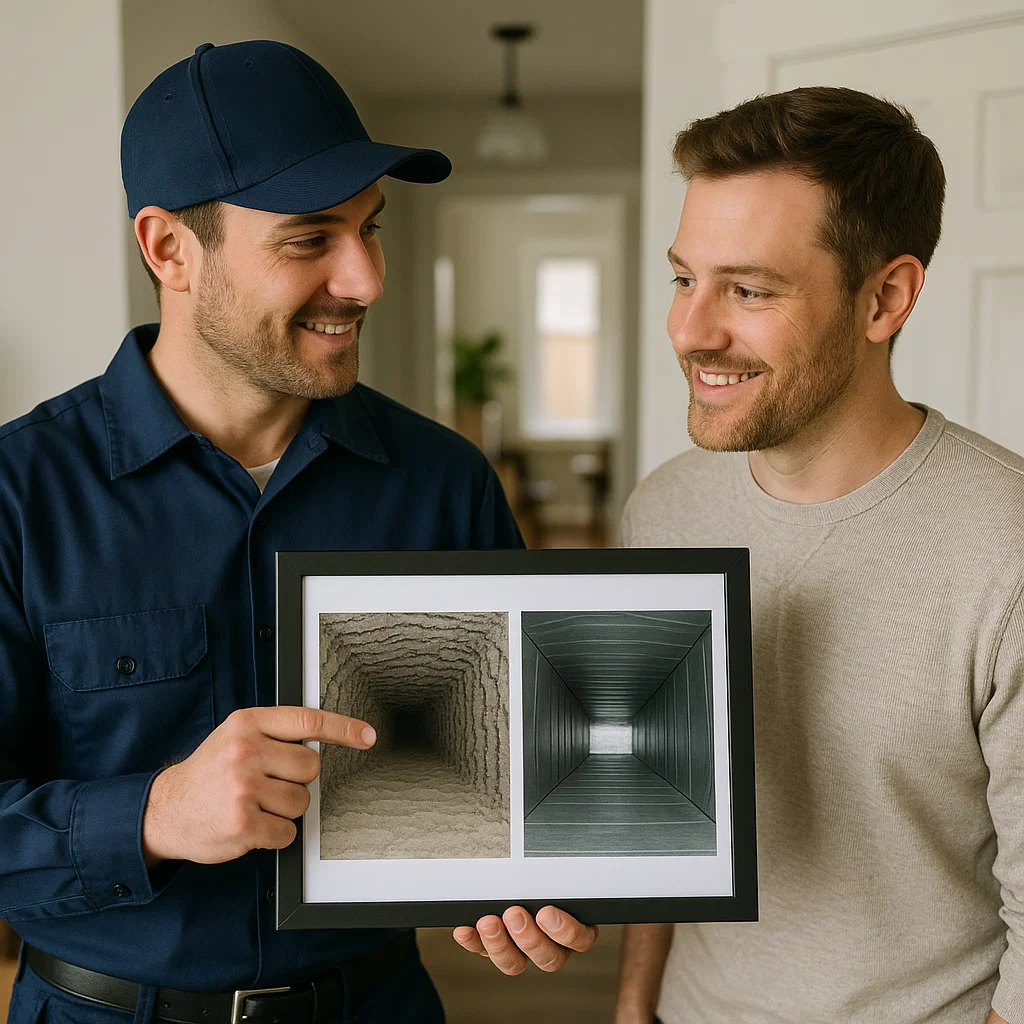 Bunker Hill Village TX technician removing hidden debris from ducts using advanced agitation and extraction tools